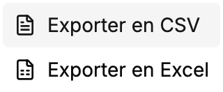 Export CSV et Excel